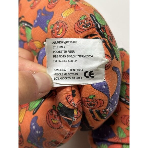 Vintage Kuddle Me Toys Halloween Teddy Bear Plush Pumpkins Cats Witches Orange - Picture 9 of 12